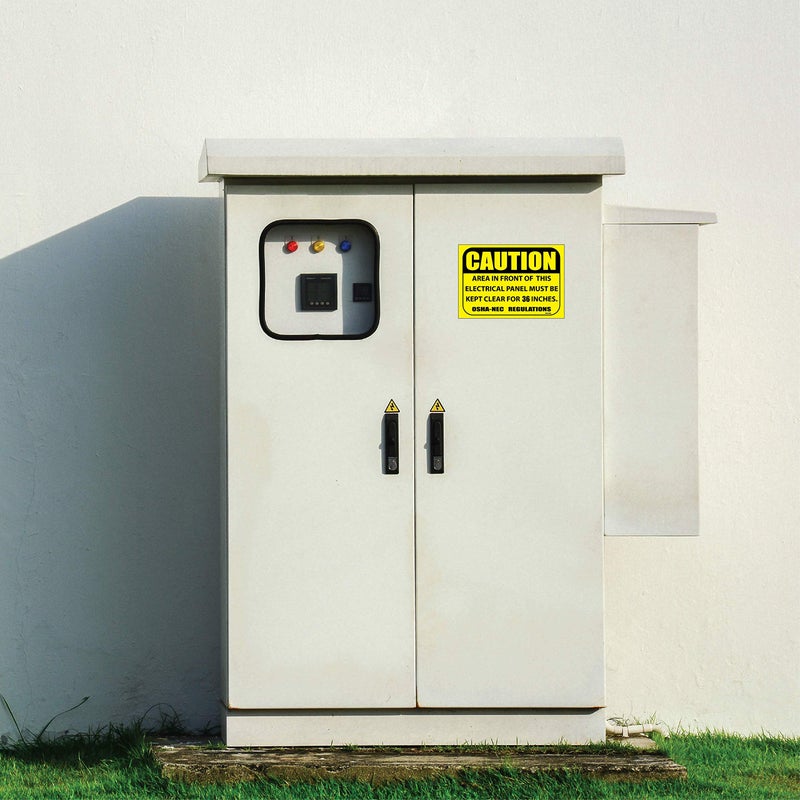 Wrapco (2 pack) Caution Area in Front of This Electrical Panel Must Be Kept Clear for 36 Inches Sign 7" x 10" self adhesive vinyl sticker decal - Image 3